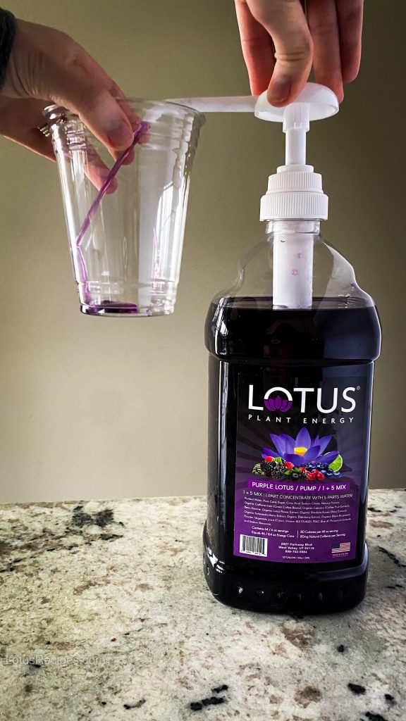 purple lotus energy concentrate pumping into cup