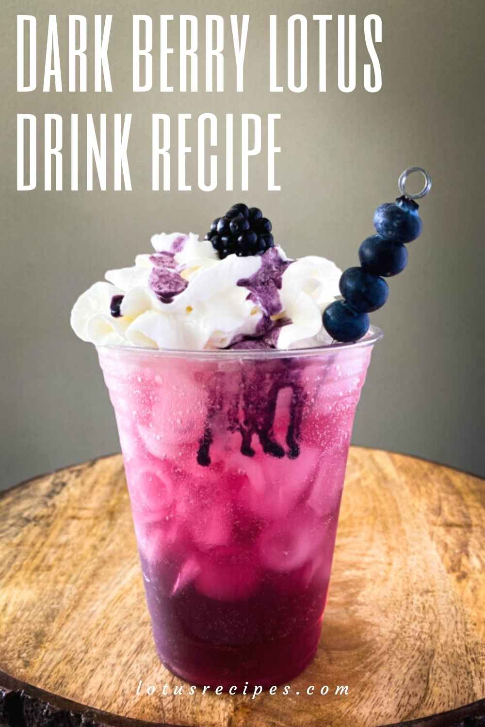 dark berry lotus drink recipe-pin image