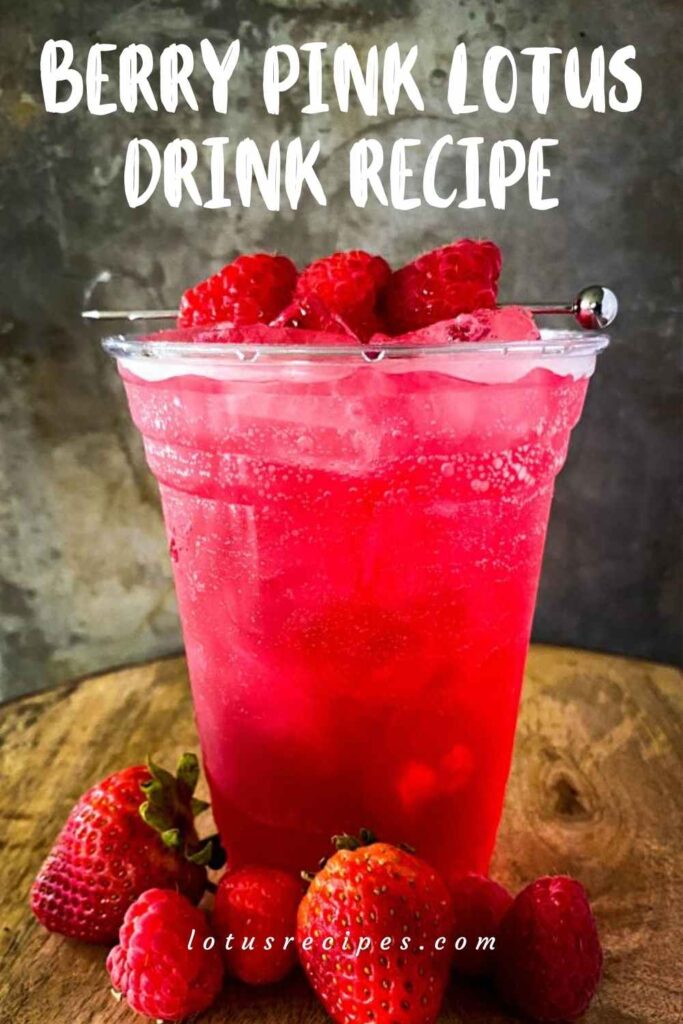 berry pink lotus drink recipe-pin image