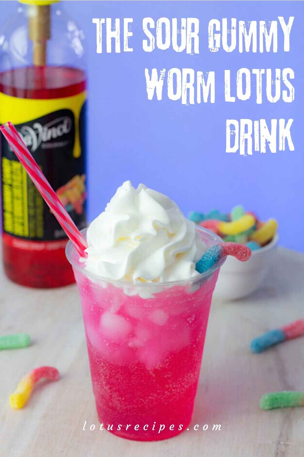 the sour gummy worm lotus drink-pin image